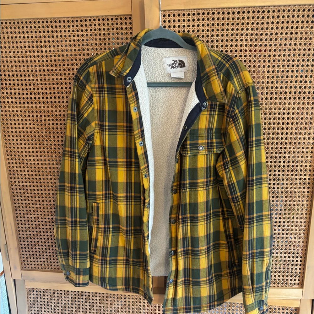 The North Face Men's Yellow and Black Plaid Shirt Jacket